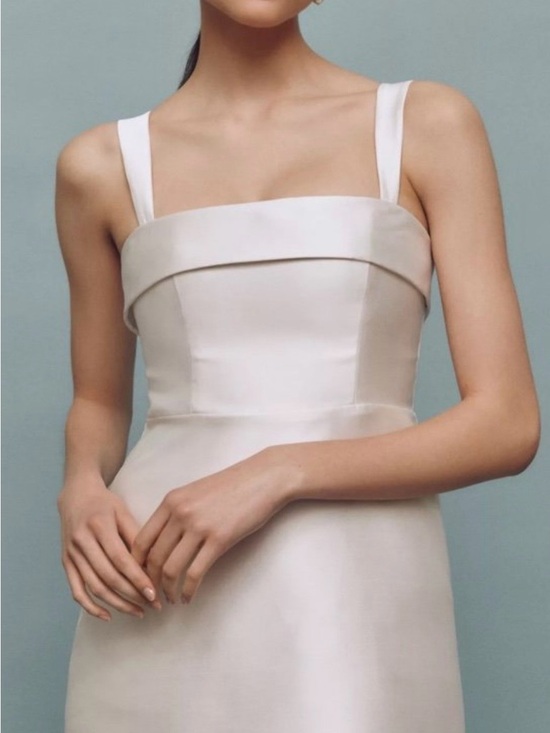 BHLDN Dresses & Skirts - BHLDN Ivory Square-Neck Satin Gown